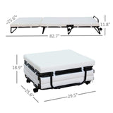 HOMCOM Sofa Bed 29.5" Convertible Feature + Slipcover Polyester White Twin Size - Furniture4Design