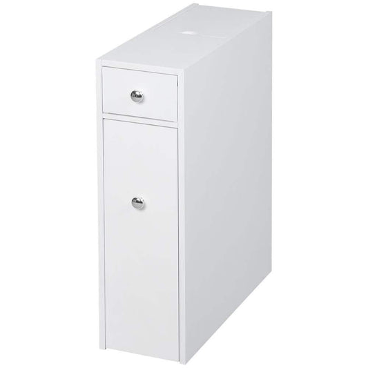 HOMCOM Storage Cabinet 22.75-in H Bathroom Drawers Modern Slim Design Fit White - Furniture4Design