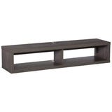 HOMCOM Wall Mounted Media Console Floating Storage Shelf Dark Grey - Furniture4Design