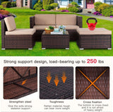 Khaki 5-Piece Outdoor Patio Furniture Set with Sectional Sofa and Coffee Table - Furniture4Design