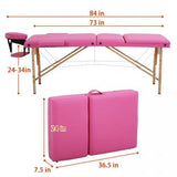 Massage Table Massage Bed Spa Bed 73" Long 24" Wide Portable Massage w/ Case - Furniture4Design