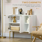 Modern White Accent Cabinet with Gold Legs and Adjustable Shelves - Furniture4Design