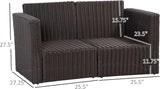 Outdoor Loveseat Wicker Corner Sofa Set - Dark Blue - Furniture4Design