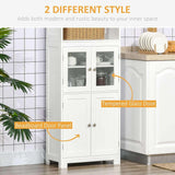 Small White Kitchen Pantry Storage Cabinet with Adjustable Shelves and Glass Doors - Furniture4Design