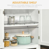 Small White Kitchen Pantry Storage Cabinet with Adjustable Shelves and Glass Doors - Furniture4Design