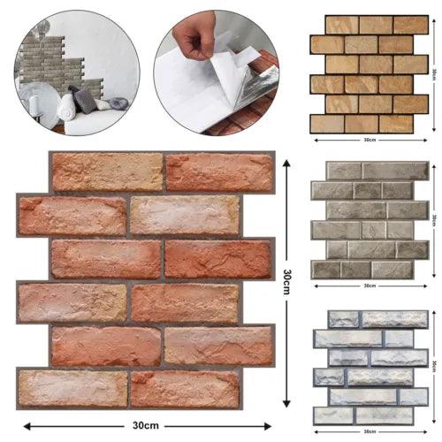 1-50x 3D Wallpaper Self Adhesive Waterproof DIY Tile Brick Wall Sticker Panels - Furniture4Design