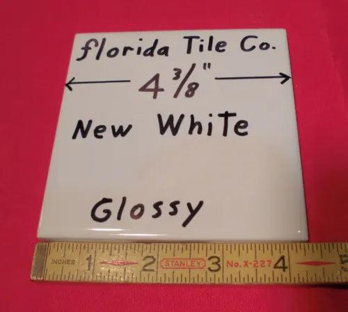 1 pc. 4-3/8" *New White #100* Glossy Ceramic Wall Tile by florida Co. NOS - Furniture4Design