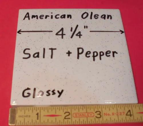 1 pc. Salt + Pepper Glossy Ceramic Tile: by American Olean 4-1/4" New Stock - Furniture4Design