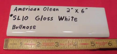 1 pc. Starting Line by American Olean; #SL10 Gloss White Bullnose Ceramic Tile - Furniture4Design