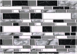 1 Roll BLACK WHITE GRAY Peel Stick Wall Tile Mosaic Backsplash 11.5" x 6 feet - Furniture4Design