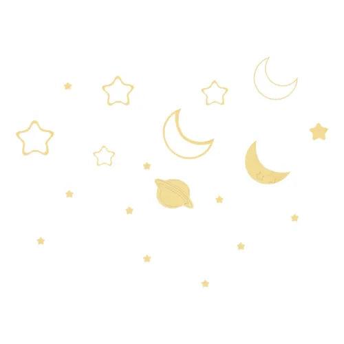 1 Set Acrylic Self Adhesive 3D Starry Sky Mirror Wall Sticker Decals, Light Gold - Furniture4Design