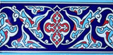 10 4"x8" Turkish Iznik Red, Light & Dark Blue Floral Pattern Ceramic Tile Border - Furniture4Design