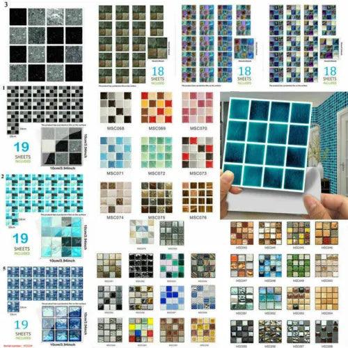 10× Kitchen Tile Stickers Bathroom Mosaic Wall Sticker Self-adhesive Home Decor - Furniture4Design