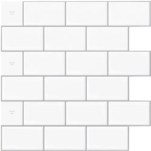 10-Pack Peel and Stick Backsplash Premium Anti Mold Tile in White 12"x12" - Furniture4Design