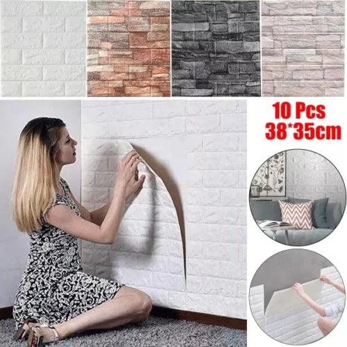 10 pcs,38*35cm, 3D Tile stick stone brick wall waterproof panels, self-adhesive - Furniture4Design