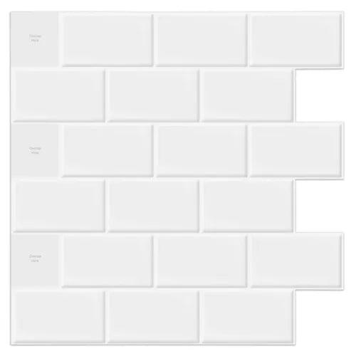 10 Pieces White Subway Backsplash Tiles Peel and Stick Backsplash 12"x12" - Furniture4Design