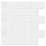 10 Pieces White Subway Backsplash Tiles Peel and Stick Backsplash 12"x12" - Furniture4Design