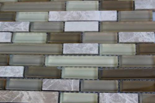 10 SHEET Brown Mosaic Tile Mesh Sheet Marble Stone Glass Bath Kitchen Backsplash - Furniture4Design