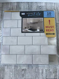 10-Sheet Peel and Stick Backsplash Tile 12"x12" BRIGHT WHITE Subway NEW - Furniture4Design