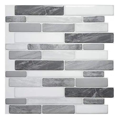 10-Sheet Self Adhesive Backsplash, 12 in. x 12in. Grey Marble Design 3D Wall - Furniture4Design