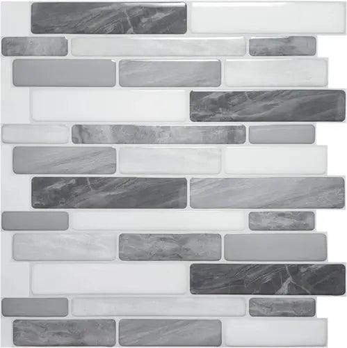 10-Sheet Self Adhesive Backsplash, 12 In. X 12In. Grey Marble Design 3D Wall Pan - Furniture4Design