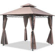 10'X10' Canopy tent Grill Gazebo for Patios w/ Shaded Curtains & Aluminum Frame - Furniture4Design