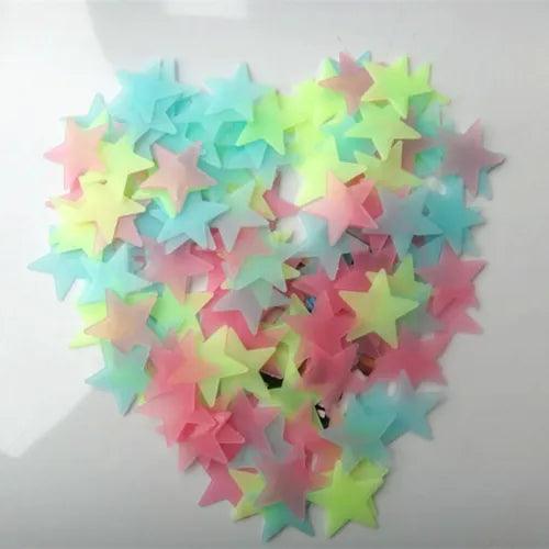 100* 3D Stars Glow In The Dark Luminous Fluorescent Wall Stickers Room Decor - Furniture4Design