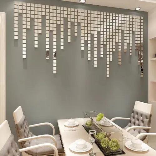 100Pcs 3D Mosaic Mirror Mural Wall Sticker Home Decorative Acrylic Adhesive Tile - Furniture4Design