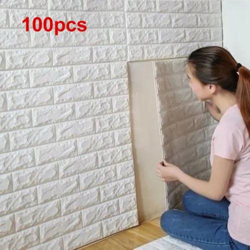 100pcs 70*30cm Foam 3D Tile Brick Wall Sticker Self-Adhesive DIY Wallpaper Panel - Furniture4Design