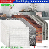 10/20Pcs 3D Self-adhesive Tile Stone Brick Wall Sticker Foam Panels Countertop. - Furniture4Design