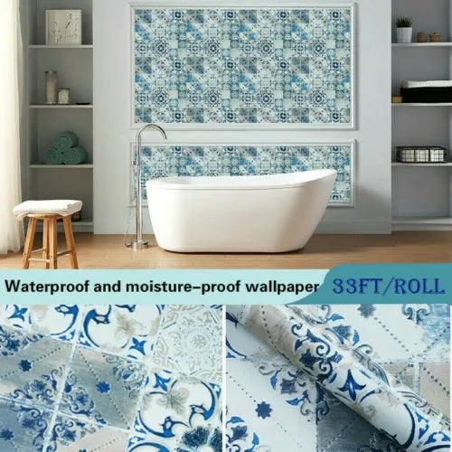 10M PVC Wallpaper Tile Stick Wall Decal Sticker Waterproof Thick Home Decor Chic - Furniture4Design