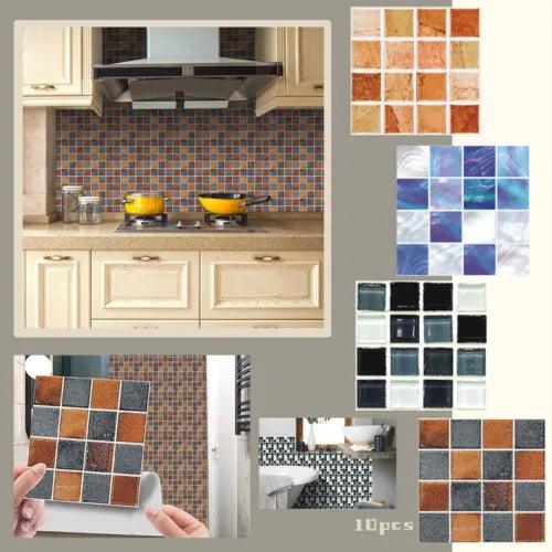 10pc 3D Crystal Tile Stickers DIY Waterproof Self-Adhesive Wall Stickers - Furniture4Design