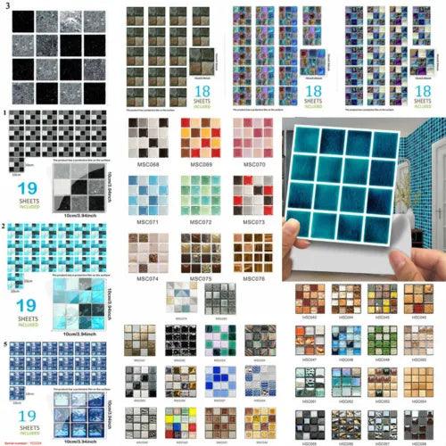 10pc Kitchen Tile Stickers Bathroom Mosaic Wall Sticker Self-adhesive Home Decor - Furniture4Design