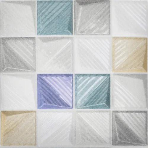 10Pcs 3D Mosaic Tile Stickers, 10 x 10cm Square Wallpaper Self-Adhesive Style 3 - Furniture4Design