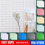 10Pcs 3D Self-adhesive Tile Stone Brick Wall Sticker Foam Panels Waterproof US - Furniture4Design