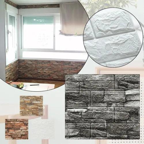 10PCS 3D Self-adhesive Tile Stone Brick Wall Sticker Soft Foam Panels New - Furniture4Design