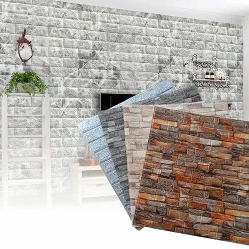 10pcs 3D Tile Brick Wall Sticker Self-adhesive Waterproof Foam Panel Wallpaper L - Furniture4Design