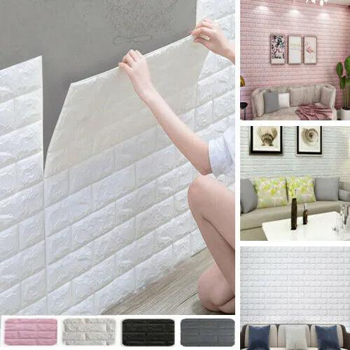 10pcs 3D Tile Brick Wall Sticker Waterproof Self-Adhesive Wallpaper Foam Panel - Furniture4Design