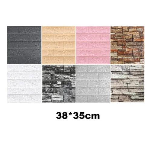 10Pcs 3D Tile Wall Stickers Foam Panels Stickers Waterproof Home Wall Decoration - Furniture4Design