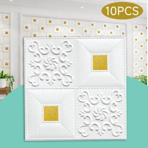 10Pcs 3D Wall Panels Self-adhesive Tile Brick Sticker Foam Wallpaper Waterproof - Furniture4Design