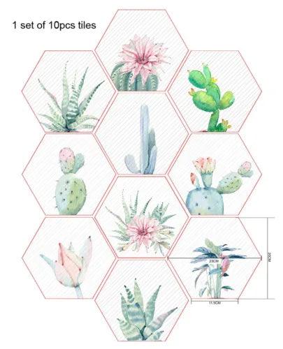 10pcs Cactus Non-slip Self-adhesive Bathroom Kitchen Floor Wall Tile Stickers - Furniture4Design