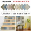 10Pcs Ceramic Tiles Wall Sticker Self Adhesive Kitchen Oil Proof Wallpaper - Furniture4Design