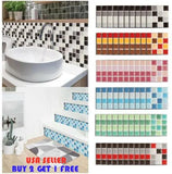 10PCS Kitchen Tile Sticker Bathroom Mosaic Sticker Self-adhesive Wall Home Decor - Furniture4Design