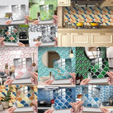 10Pcs Kitchen Tile Sticker Bathroom Mosaic Wall Sticker Self Adhesive Home Decor - Furniture4Design