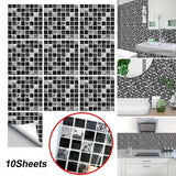 10pcs Mosaic Tile Sticker Peel & Stick Wallpaper 3D Self Adhesive Wall Sticker - Furniture4Design