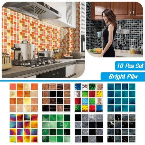 10PCS Mosaics Creative 3D Tile Stickers Simulation Decor DIY Floor Wall Stickers - Furniture4Design