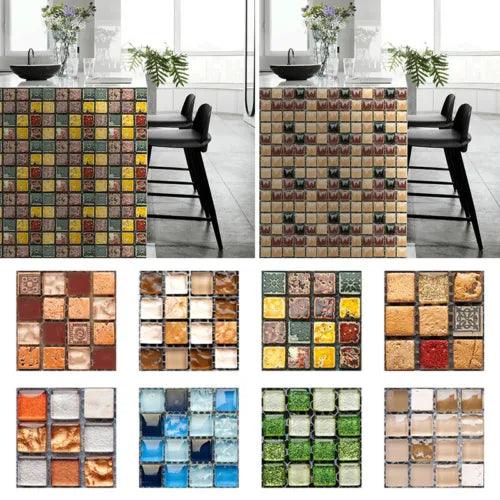 10PCS Self-adhesive 3D Mosaic Tiles Kitchen/Bathroom Waterproof Wall Decoration - Furniture4Design