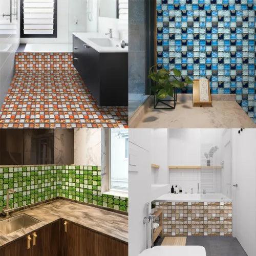 10Pcs Self-adhesive Bathroom Kitchen Decor Home Wall 3D Tile Sticker House Decor - Furniture4Design