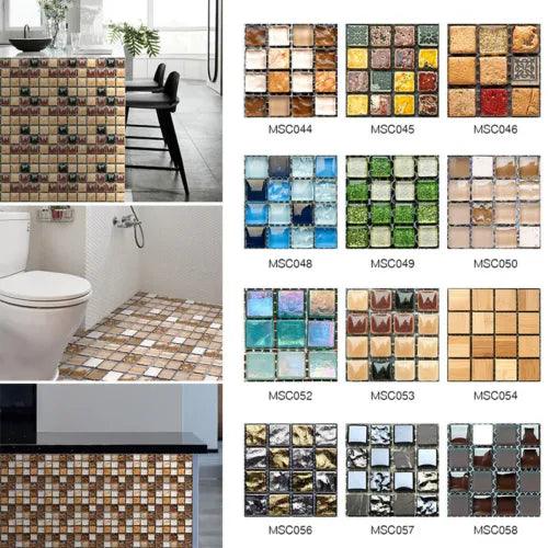 10pcs Self Adhesive Brick Tile 3D Mosaic Sticker Kitchen Bathroom Wall Sticker ^ - Furniture4Design