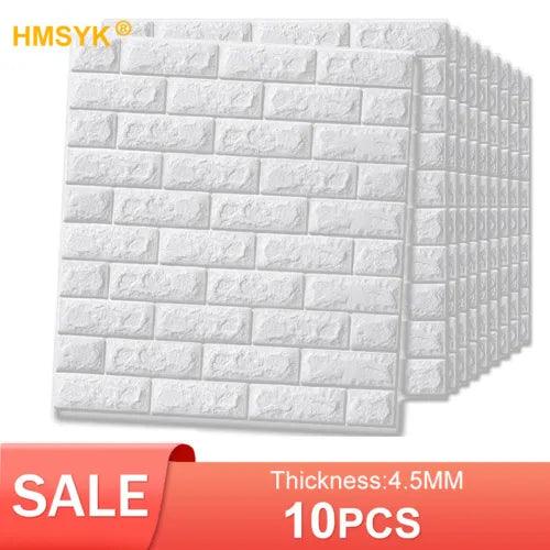 10PCS Self Adhesive Waterproof TV Background Brick Wallpapers 3D Wall Sticker Li - Furniture4Design